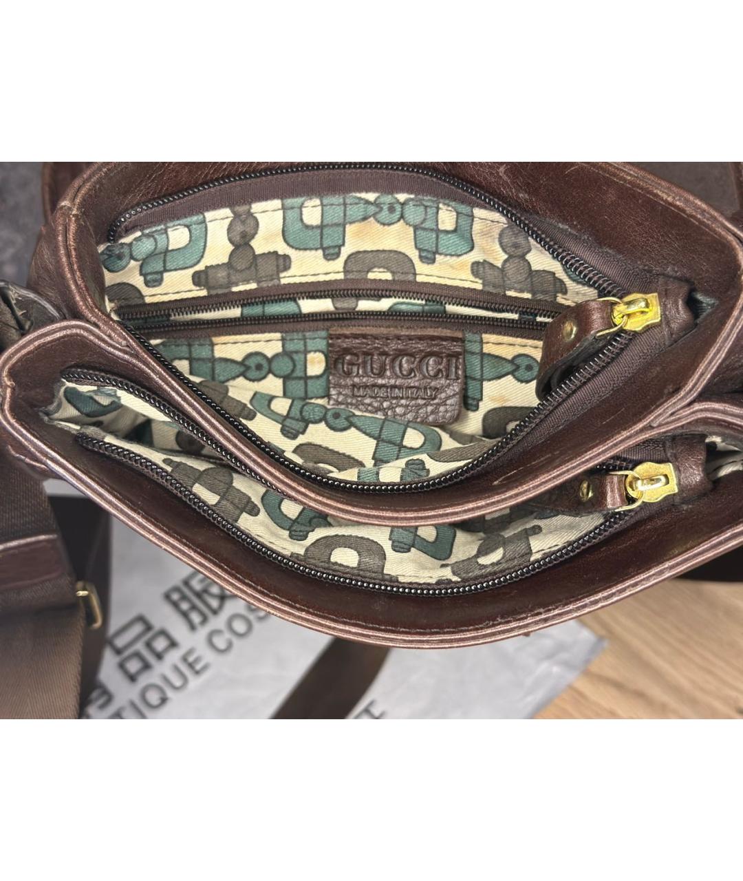 GUCCI Коричневая кожаная сумка на плечо, фото 4