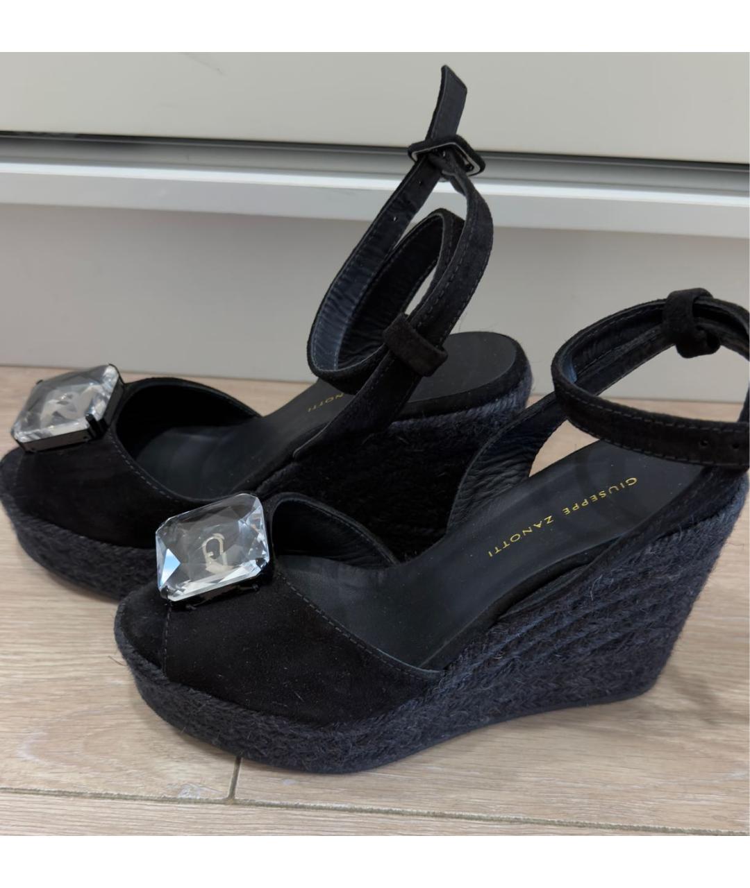 GIUSEPPE ZANOTTI DESIGN Черные замшевые босоножки, фото 5