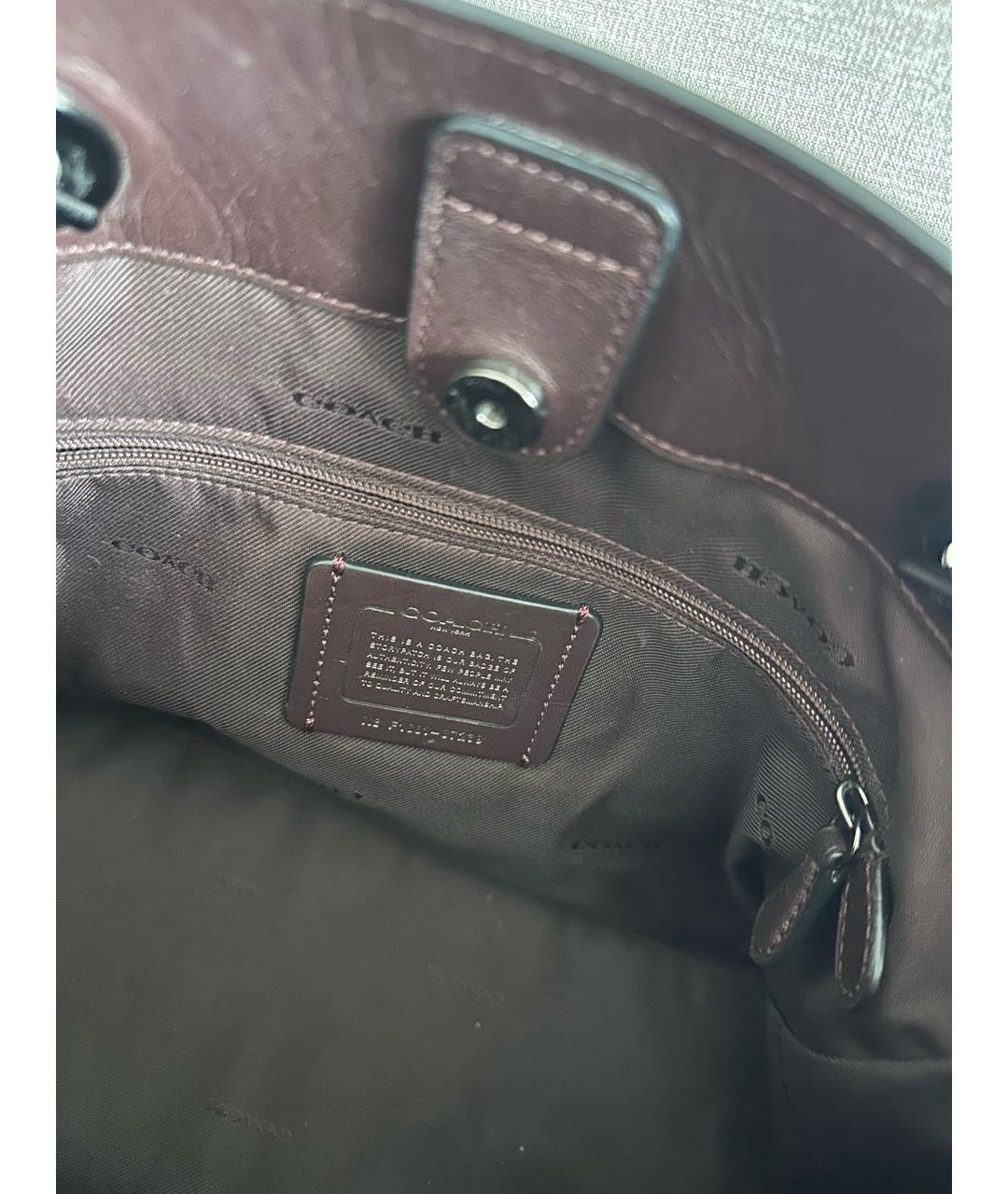 COACH Бордовая кожаная сумка тоут, фото 4
