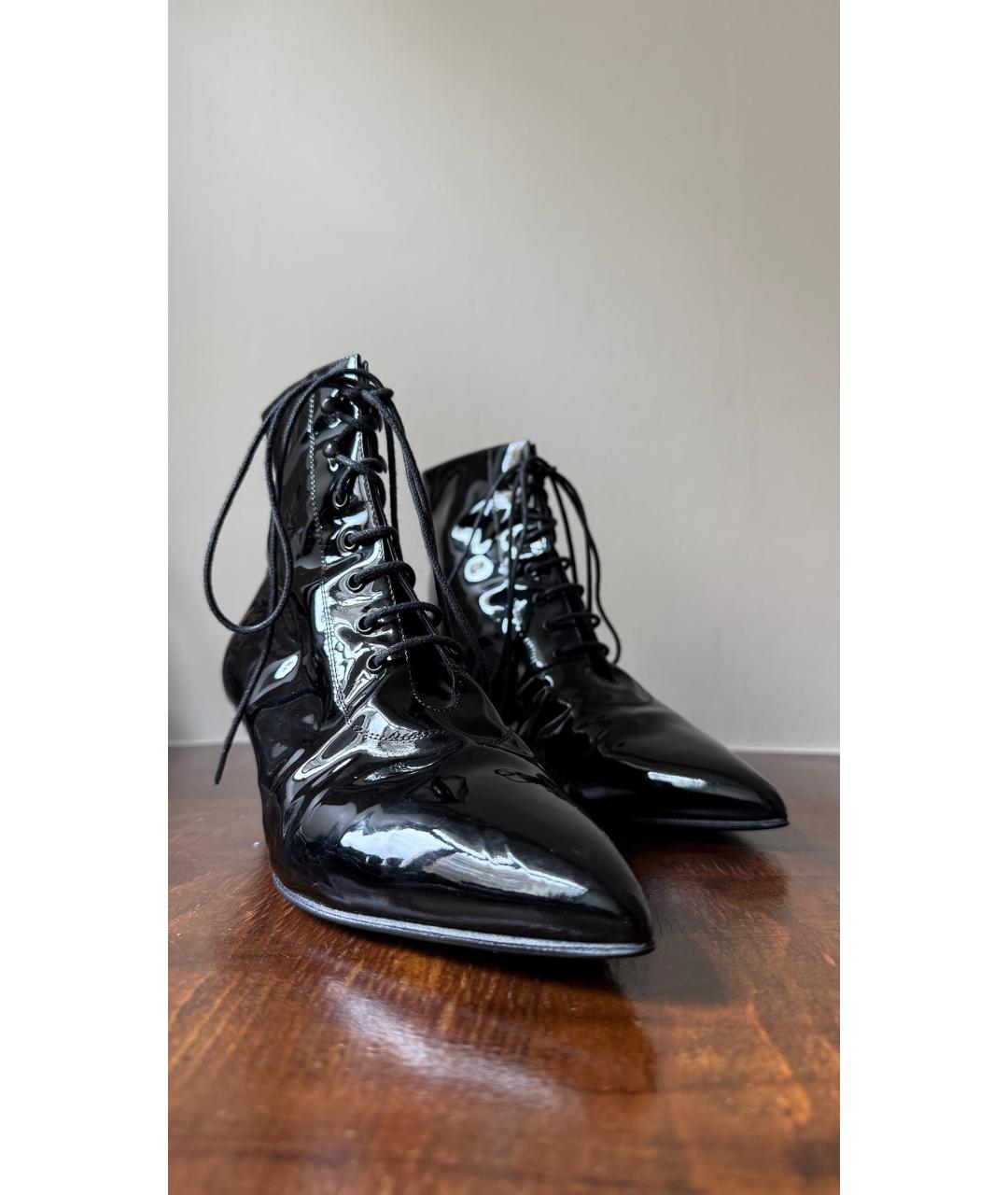 SAINT LAURENT Черные кожаные ботинки, фото 2
