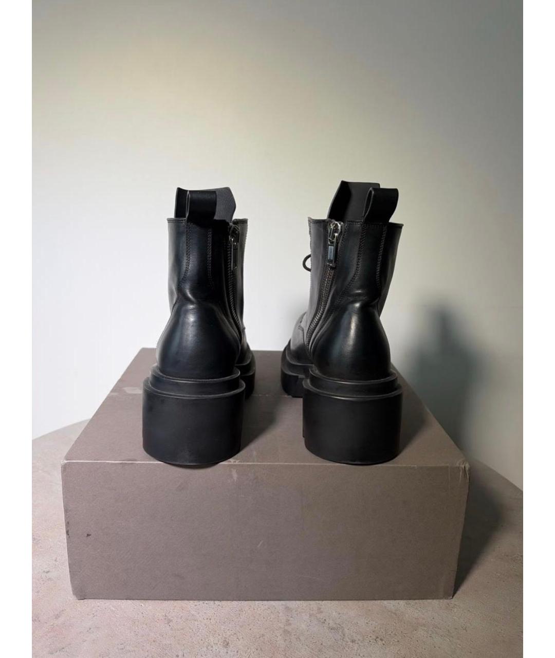 RICK OWENS Черные кожаные высокие ботинки, фото 4