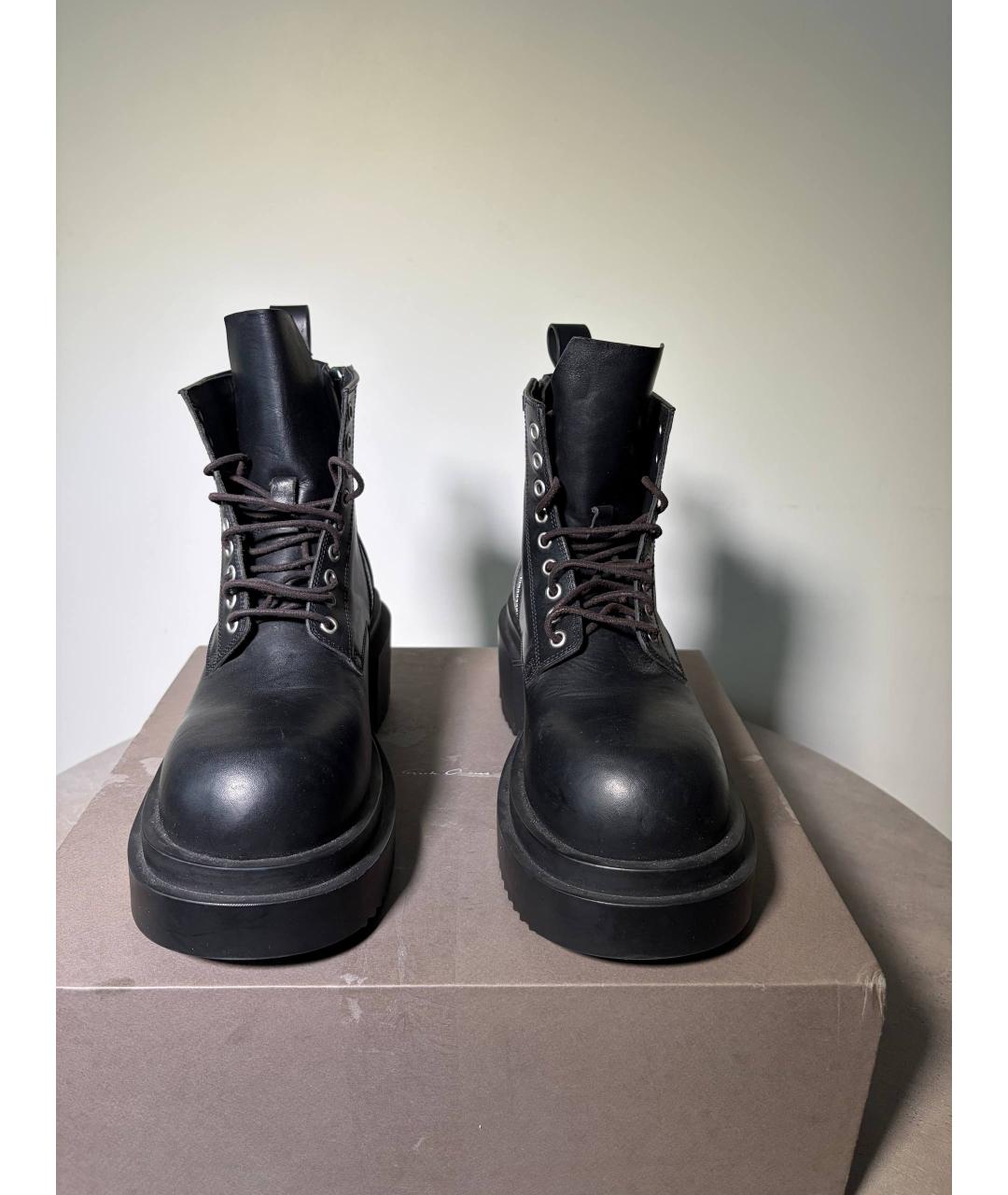 RICK OWENS Черные кожаные высокие ботинки, фото 2