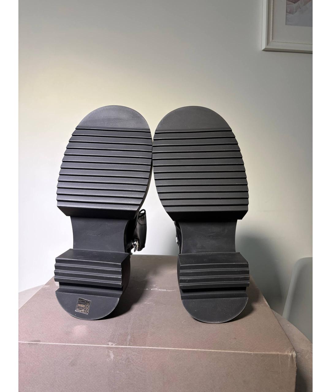 RICK OWENS Черные кожаные высокие ботинки, фото 5