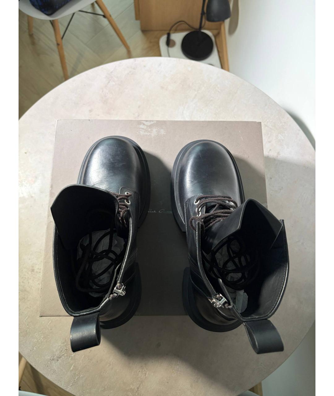 RICK OWENS Черные кожаные высокие ботинки, фото 3