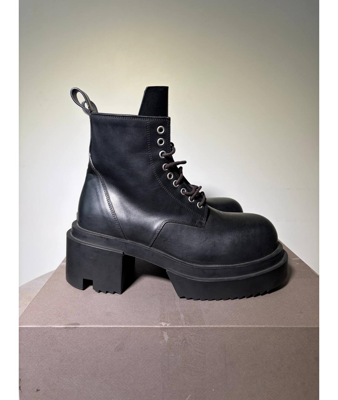 RICK OWENS Черные кожаные высокие ботинки, фото 9