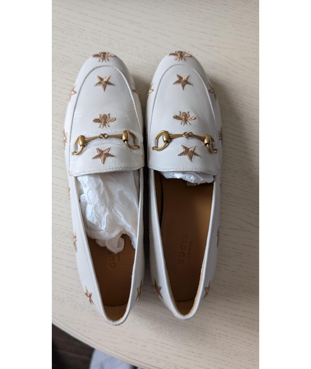 GUCCI Белые кожаные лоферы, фото 3
