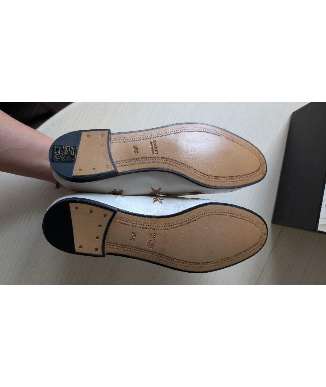 GUCCI Белые кожаные лоферы, фото 8