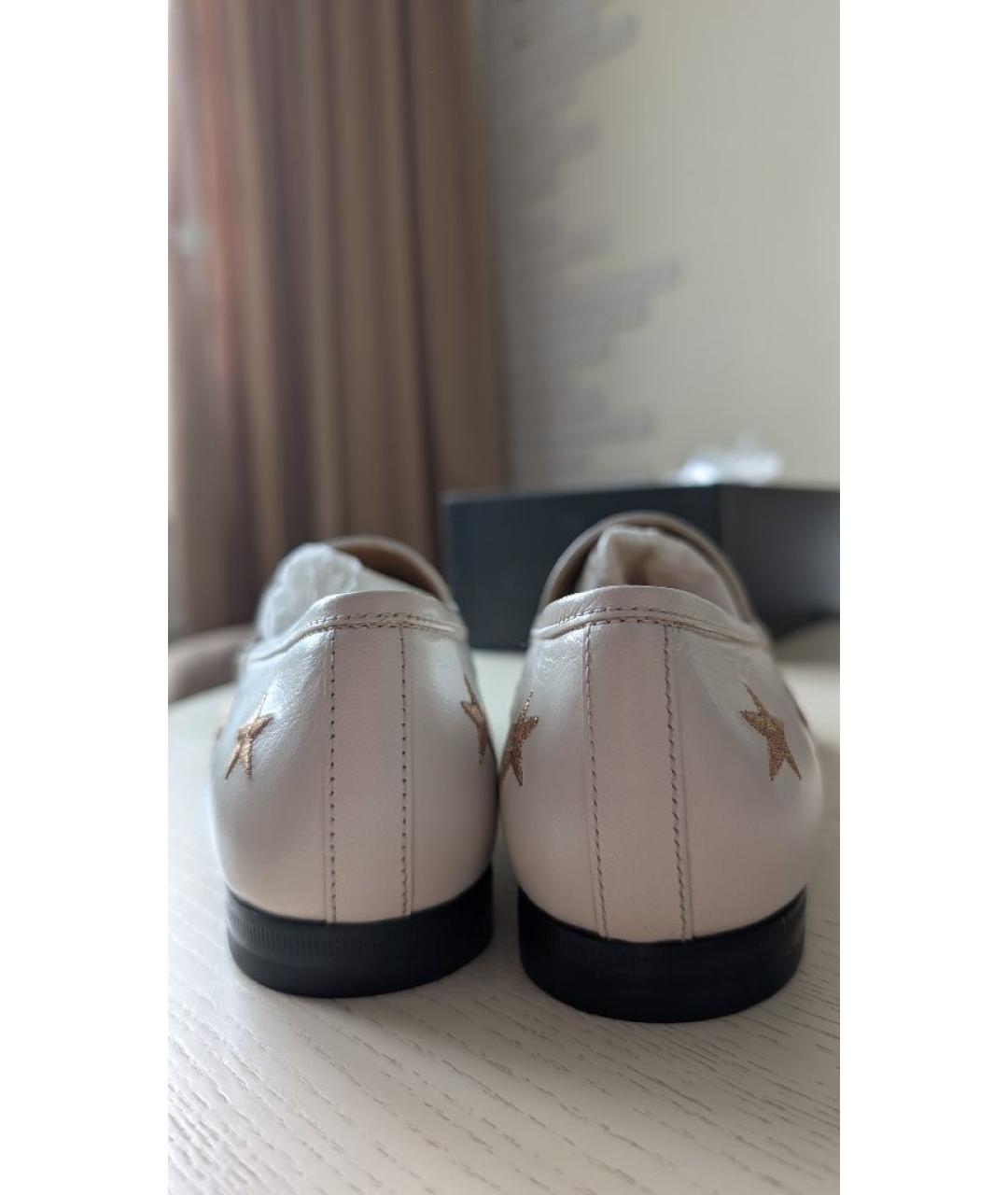GUCCI Белые кожаные лоферы, фото 4