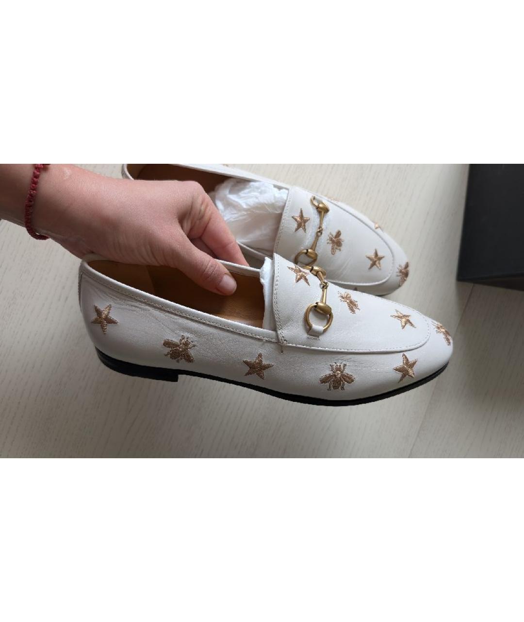 GUCCI Белые кожаные лоферы, фото 7