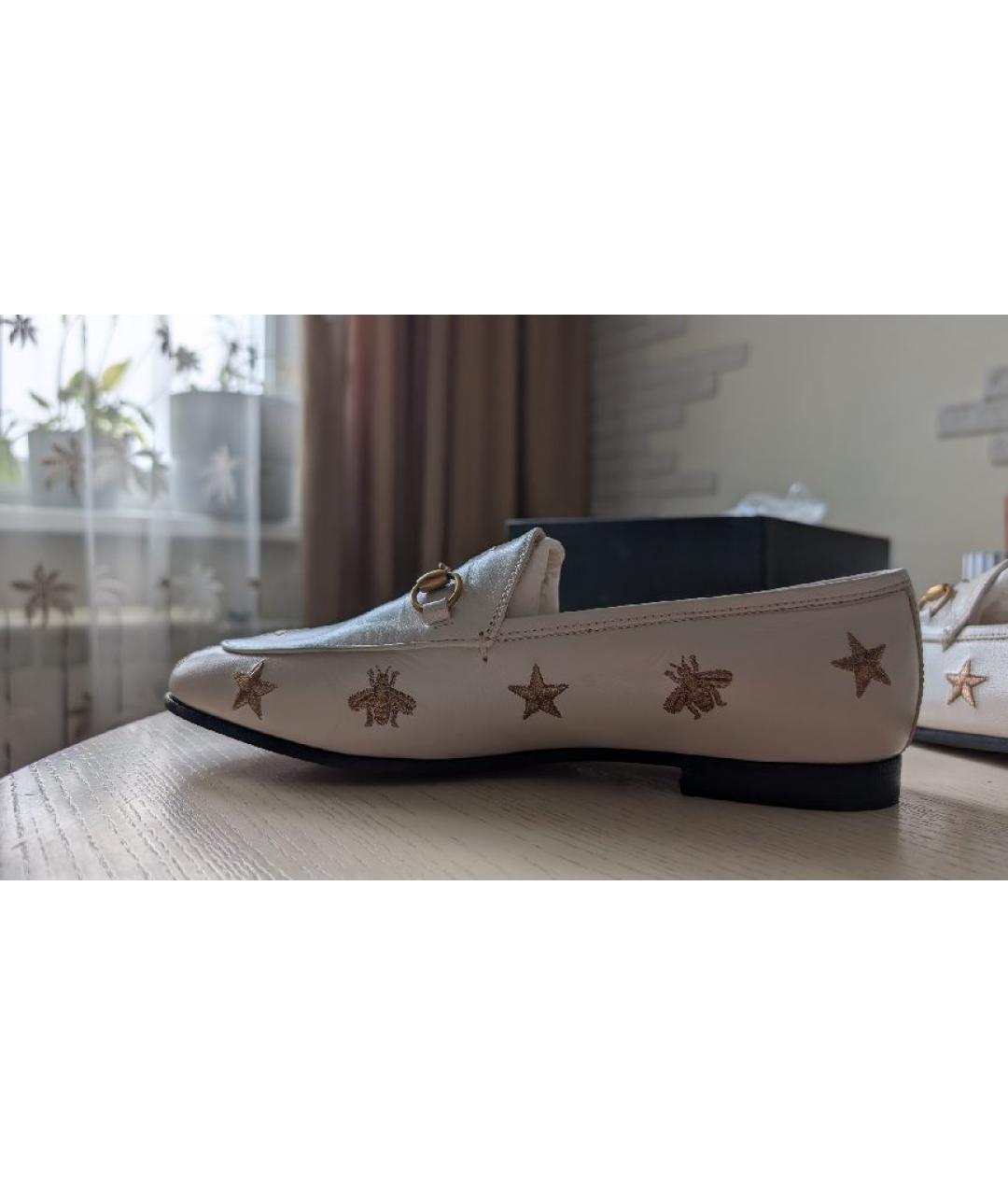 GUCCI Белые кожаные лоферы, фото 9