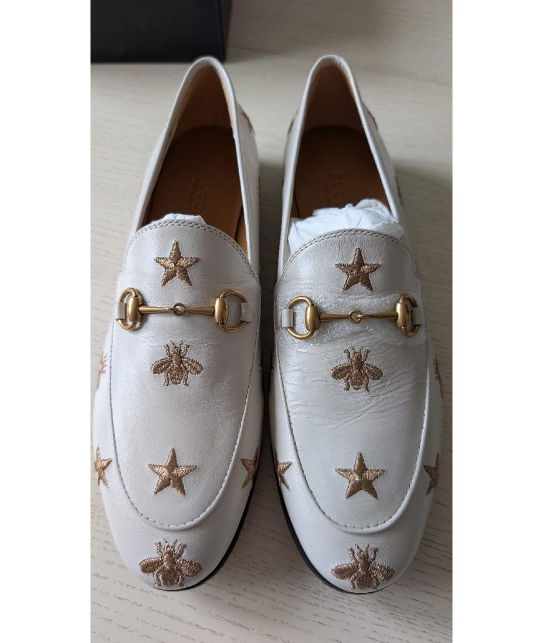 GUCCI Белые кожаные лоферы, фото 2