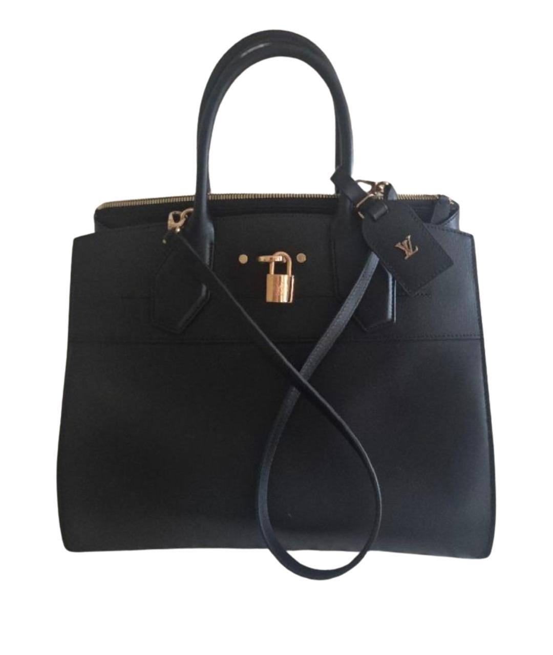 LOUIS VUITTON Черная кожаная сумка с короткими ручками, фото 1