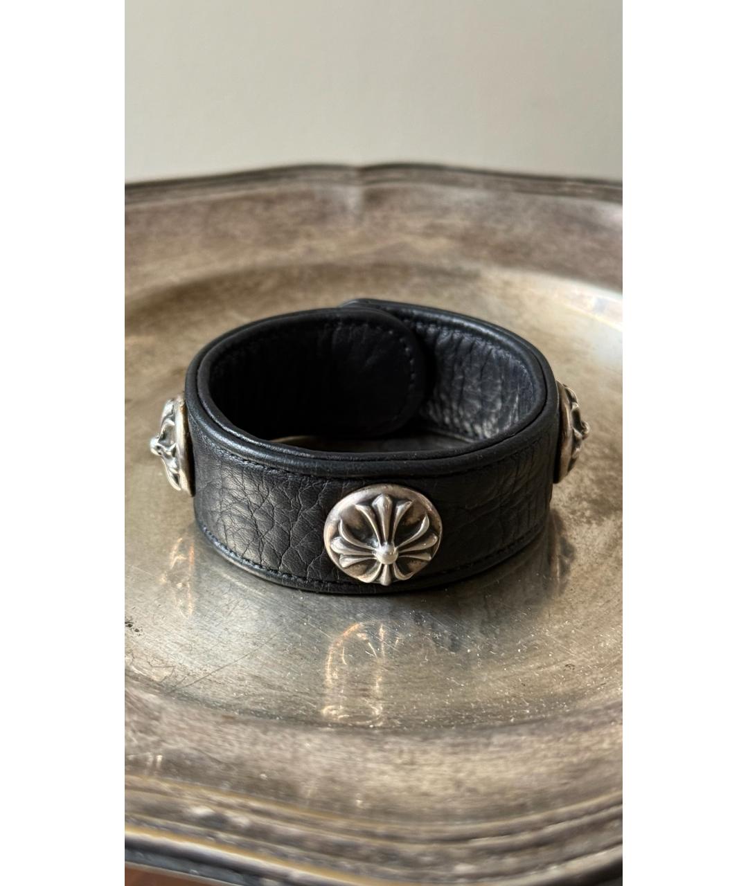 CHROME HEARTS Черный кожаный браслет, фото 5