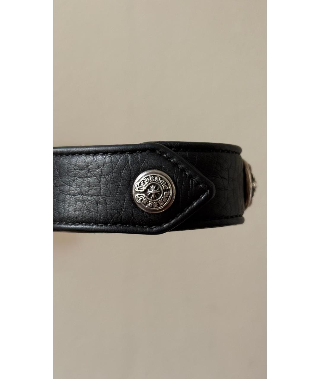 CHROME HEARTS Черный кожаный браслет, фото 3
