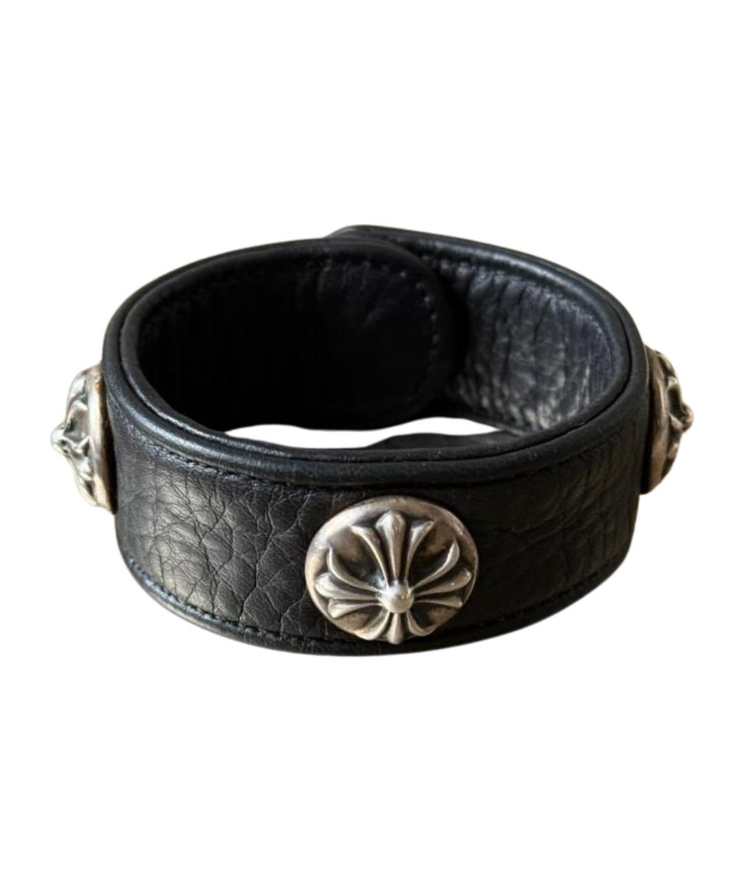 CHROME HEARTS Черный кожаный браслет, фото 1