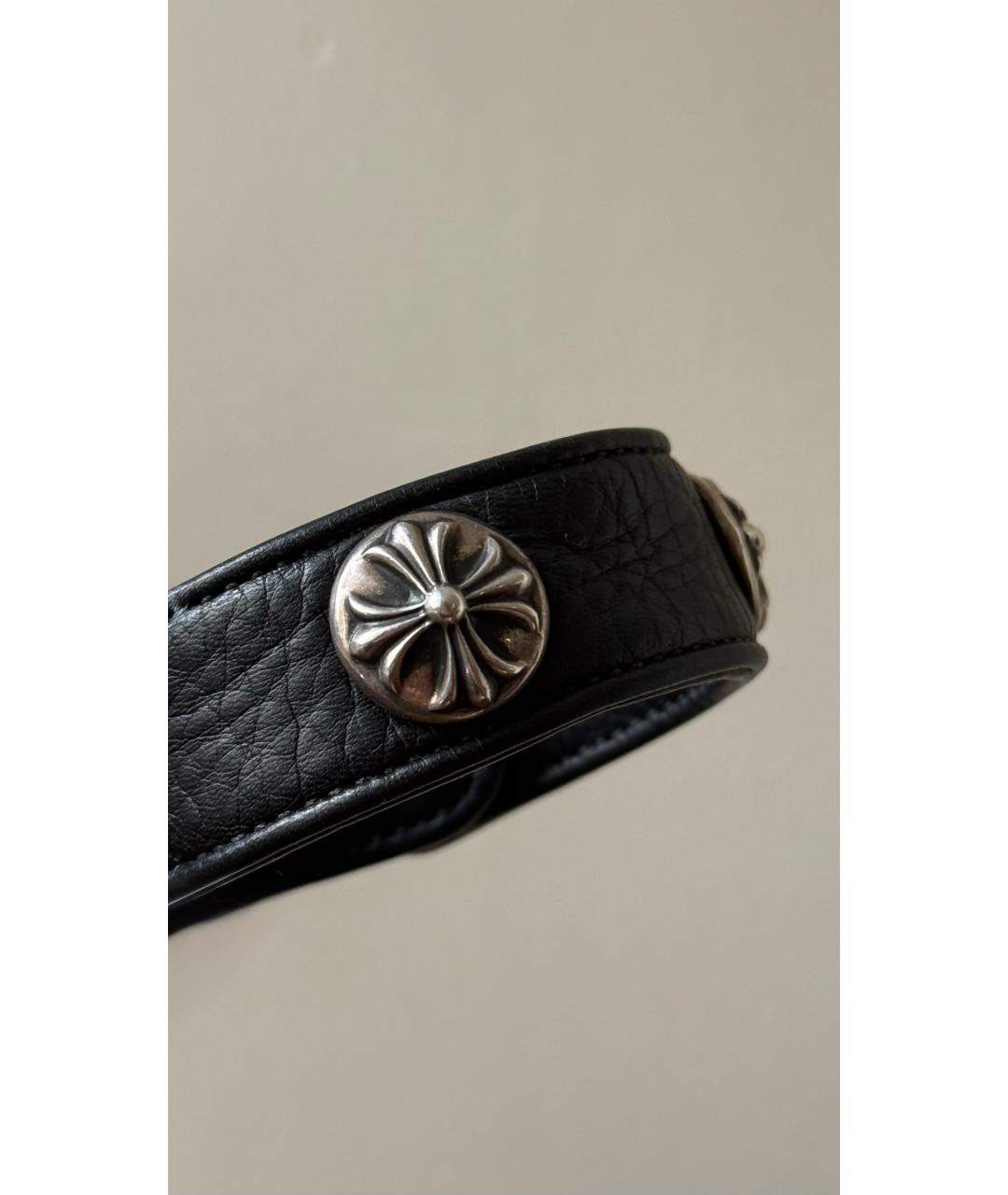 CHROME HEARTS Черный кожаный браслет, фото 2