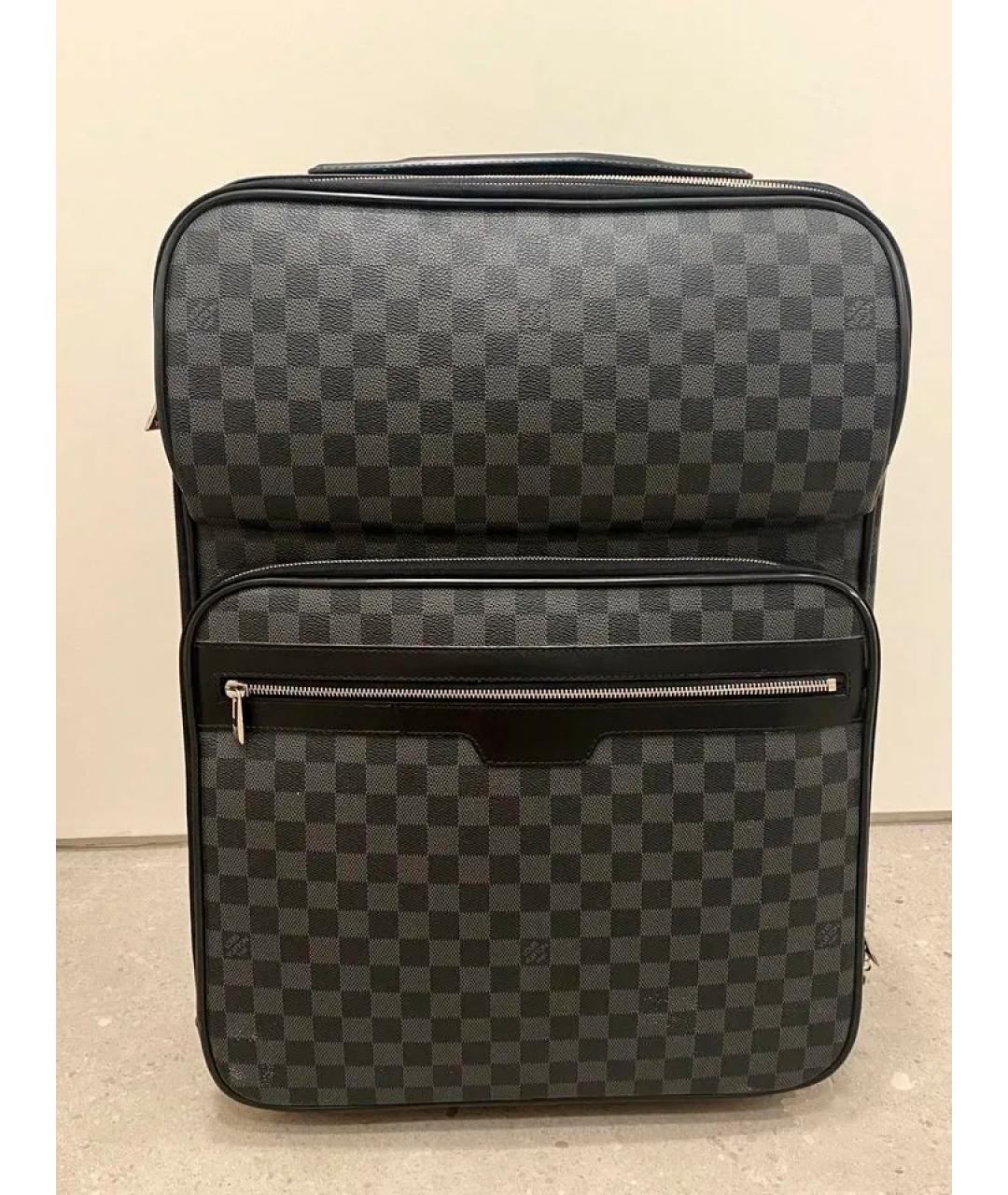 LOUIS VUITTON Черный кожаный чемодан, фото 9
