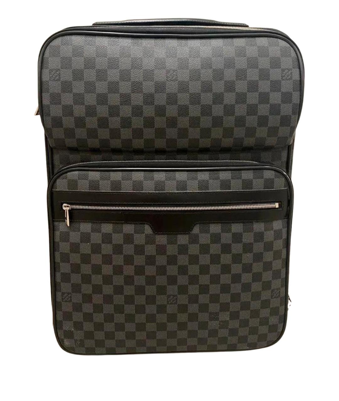 LOUIS VUITTON Черный кожаный чемодан, фото 1