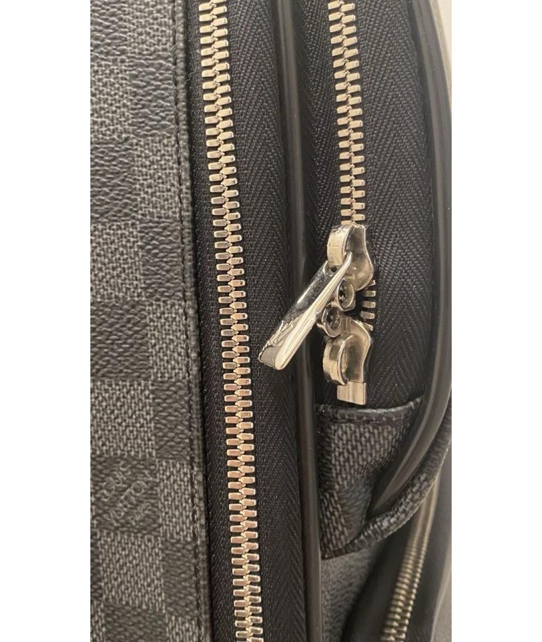 LOUIS VUITTON Черный кожаный чемодан, фото 8