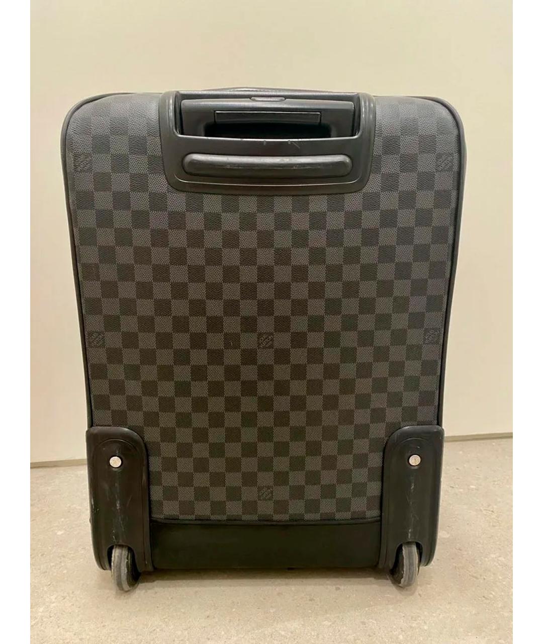 LOUIS VUITTON Черный кожаный чемодан, фото 5