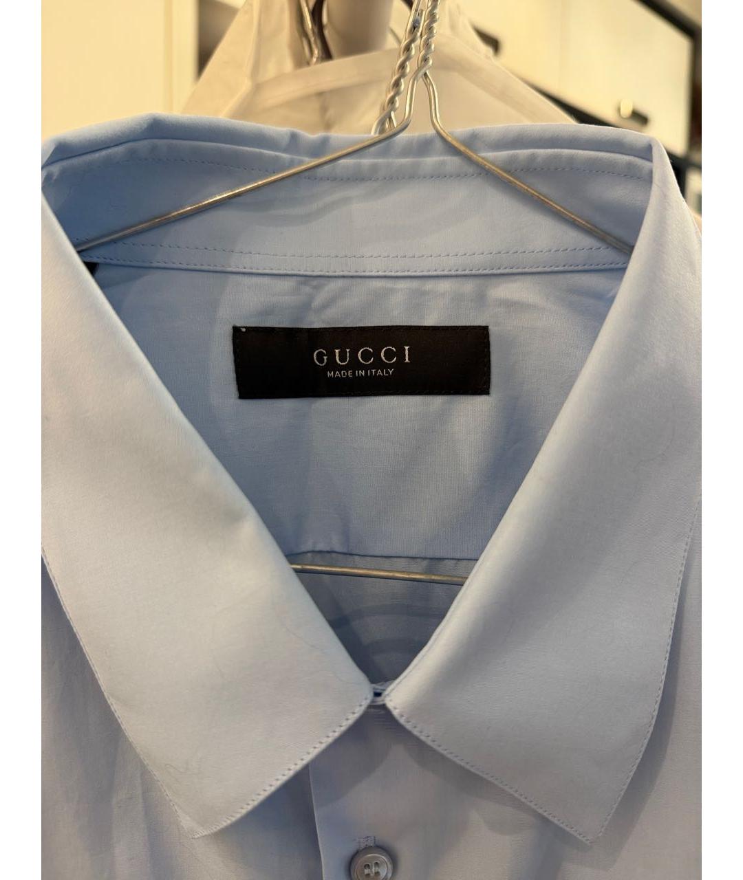 GUCCI Голубая хлопковая классическая рубашка, фото 5