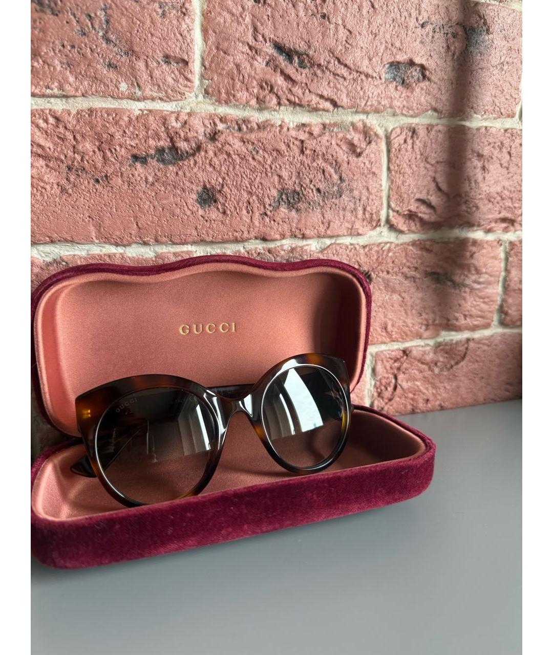 GUCCI Коричневые пластиковые солнцезащитные очки, фото 6