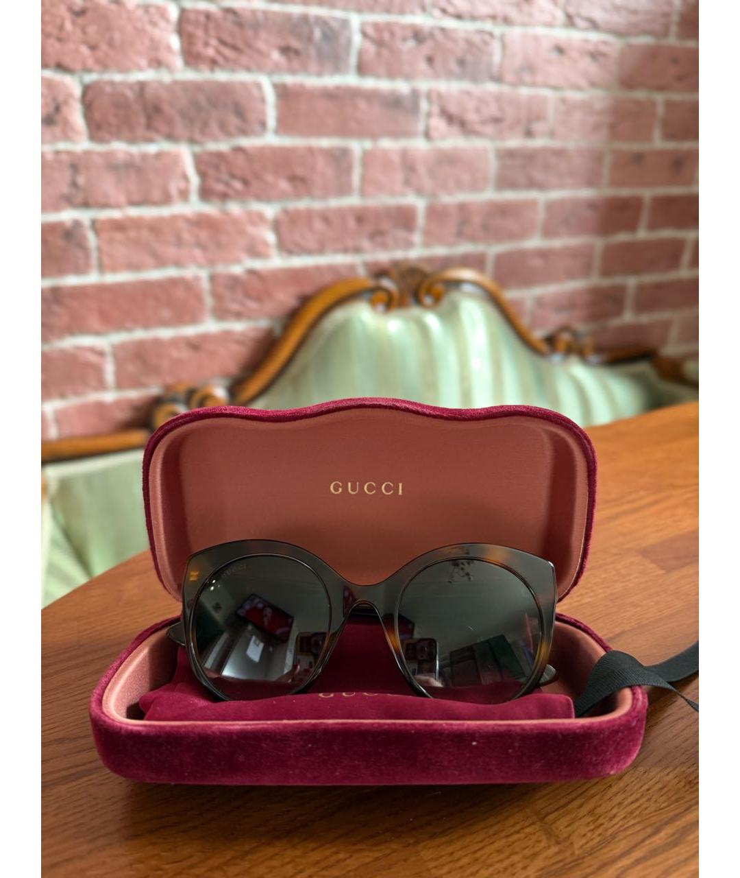 GUCCI Коричневые пластиковые солнцезащитные очки, фото 8