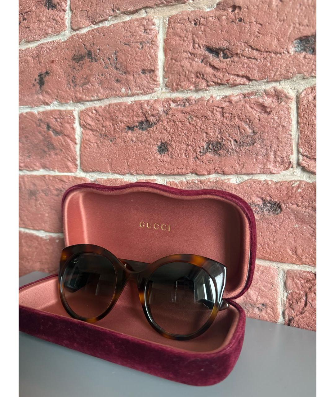 GUCCI Коричневые пластиковые солнцезащитные очки, фото 5