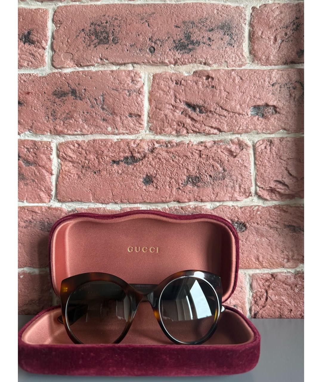 GUCCI Коричневые пластиковые солнцезащитные очки, фото 4