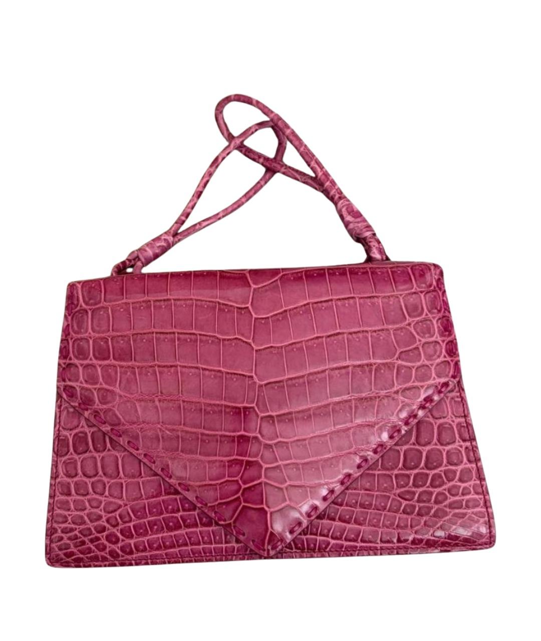 BOTTEGA VENETA Розовая сумка с короткими ручками из экзотической кожи, фото 1