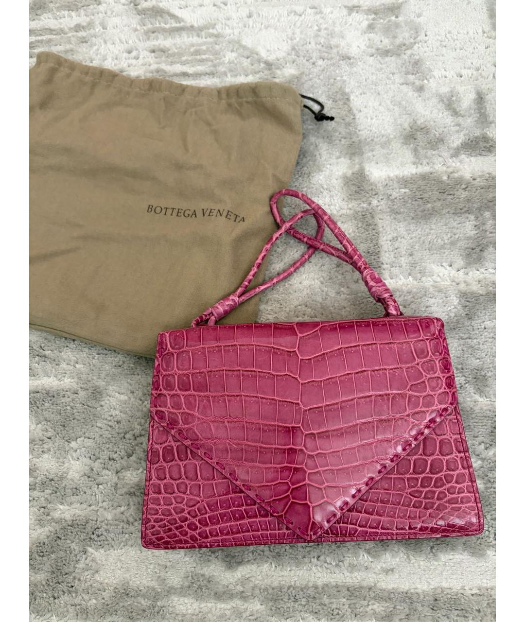 BOTTEGA VENETA Розовая сумка с короткими ручками из экзотической кожи, фото 5
