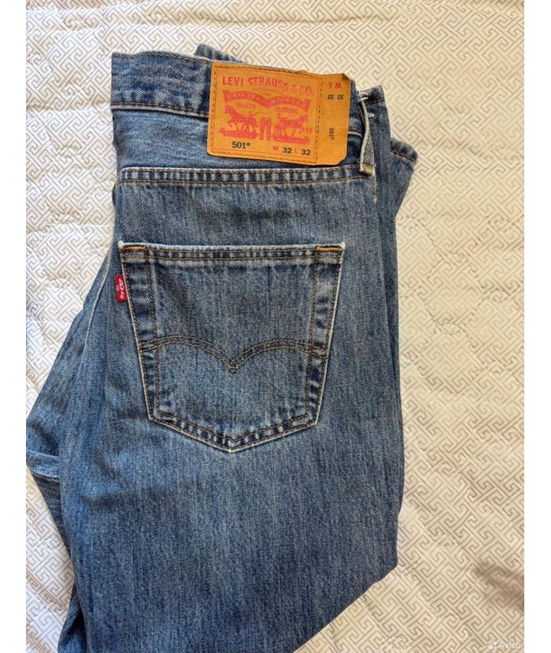 LEVI'S Синие хлопковые прямые джинсы, фото 4