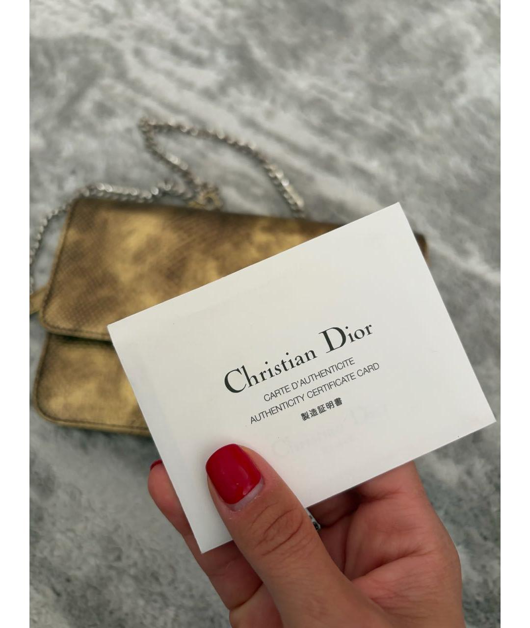CHRISTIAN DIOR Золотая сумка через плечо из экзотической кожи, фото 4