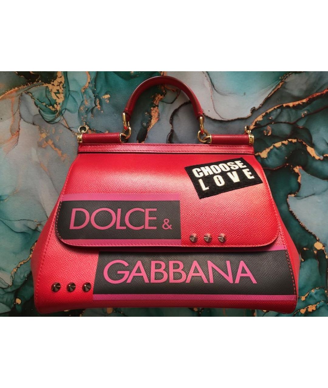 DOLCE&GABBANA Красная кожаная сумка с короткими ручками, фото 5