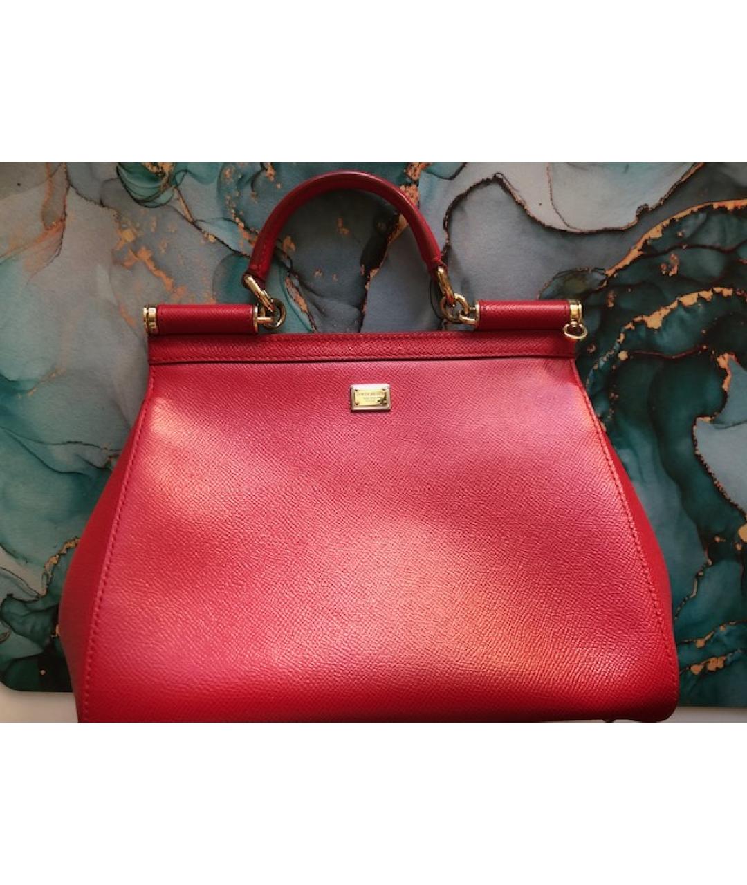 DOLCE&GABBANA Красная кожаная сумка с короткими ручками, фото 3