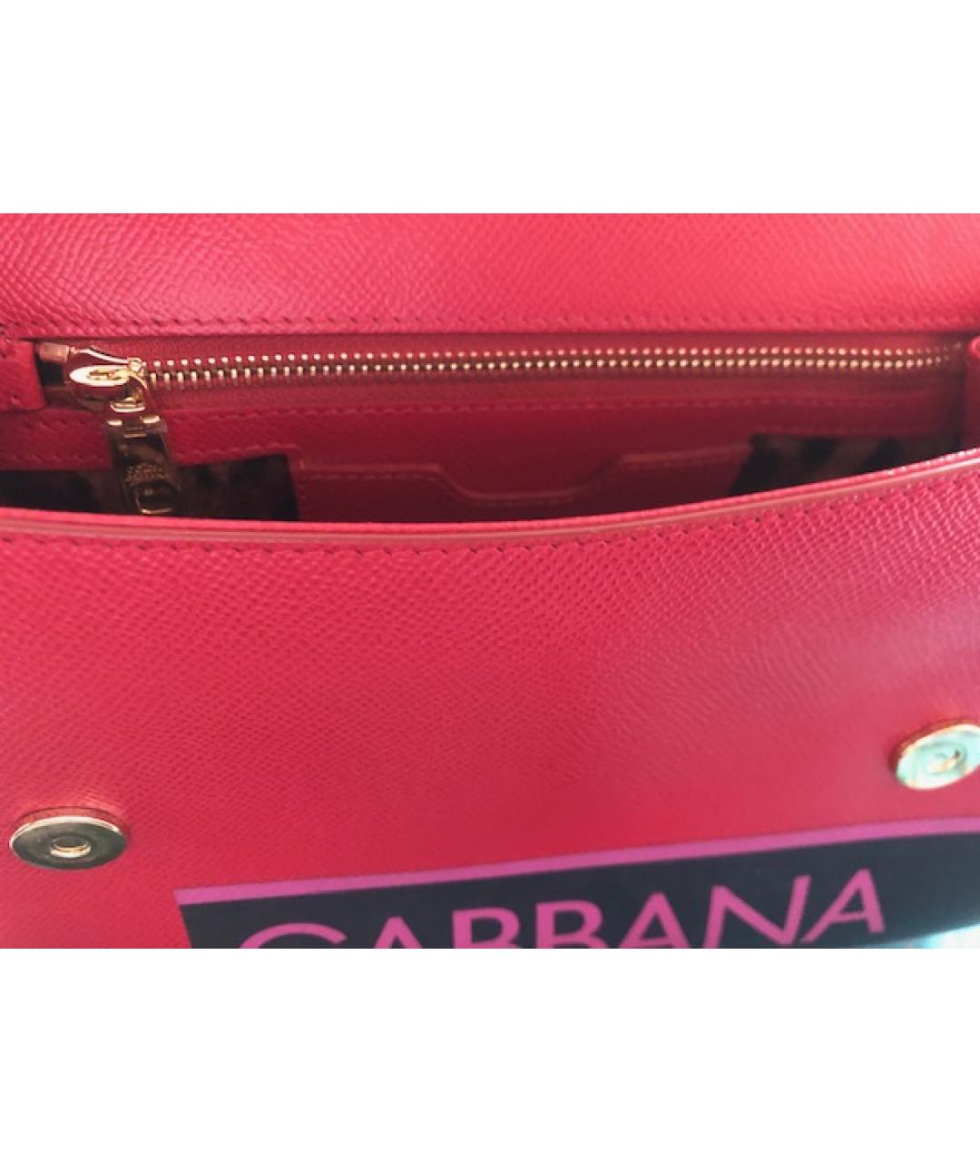 DOLCE&GABBANA Красная кожаная сумка с короткими ручками, фото 4