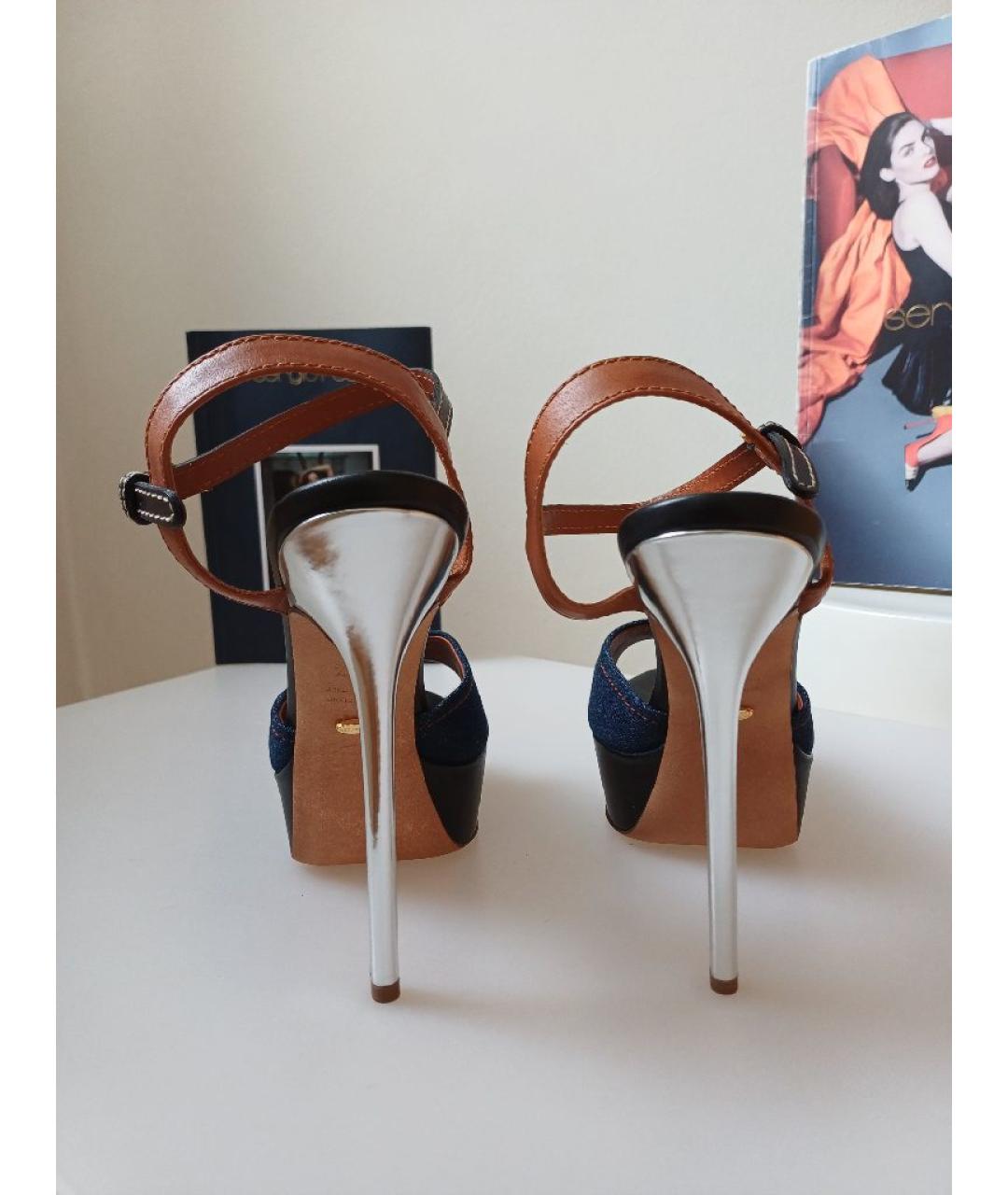 SERGIO ROSSI Мульти кожаные босоножки, фото 8