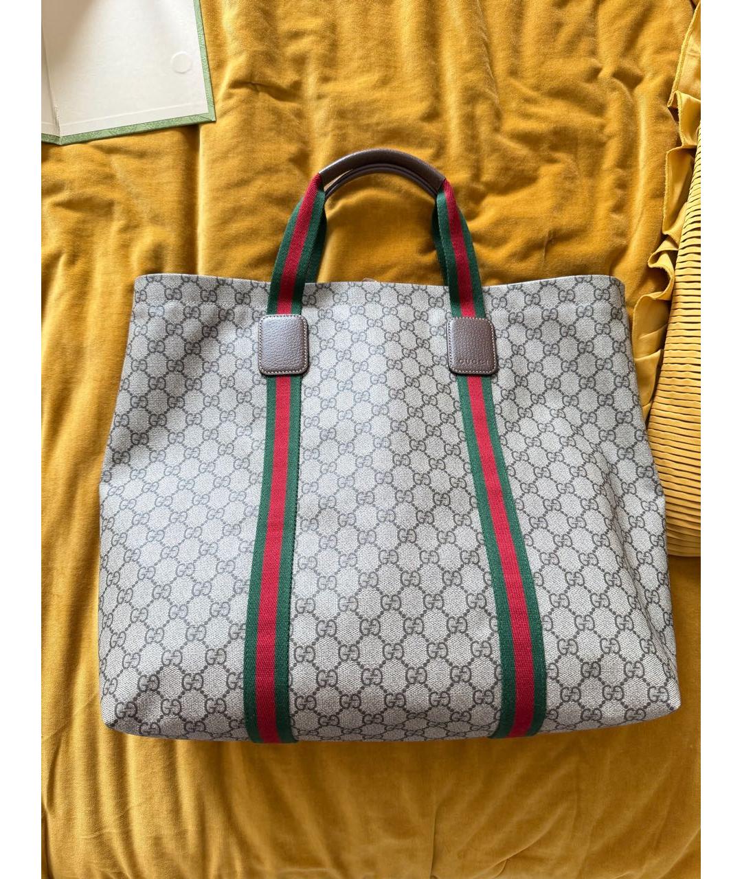 GUCCI Бежевая сумка тоут из искусственной кожи, фото 5
