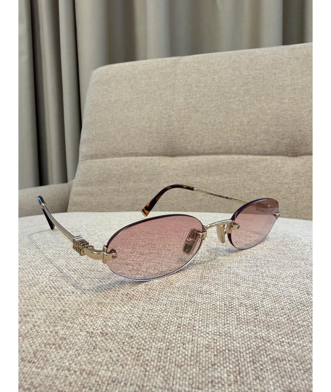 MIU MIU Розовые металлические солнцезащитные очки, фото 3