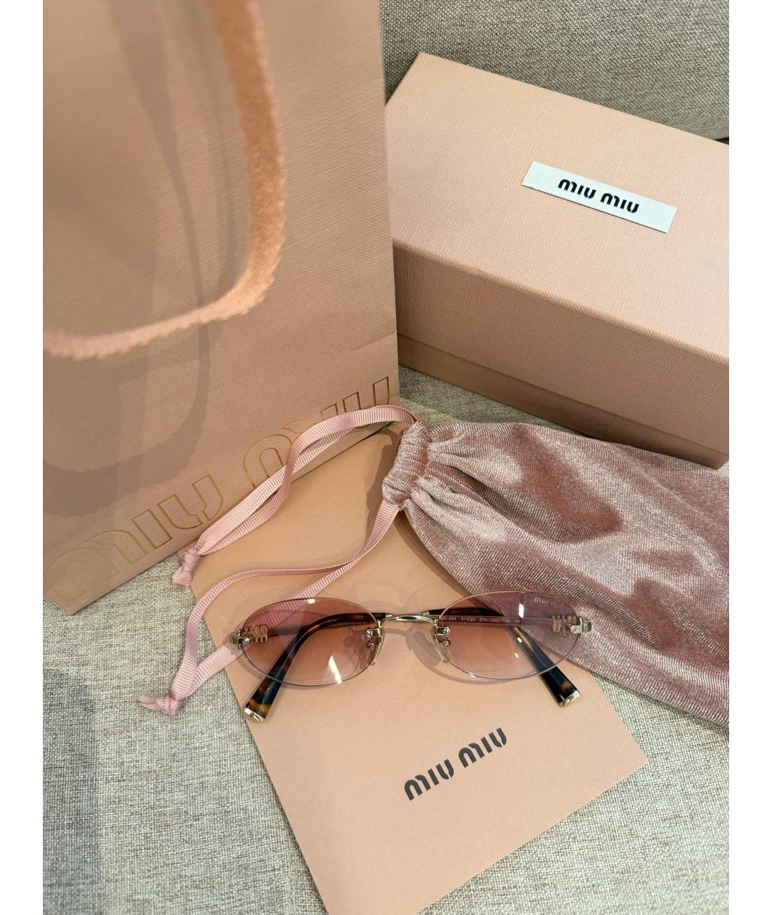 MIU MIU Розовые металлические солнцезащитные очки, фото 4