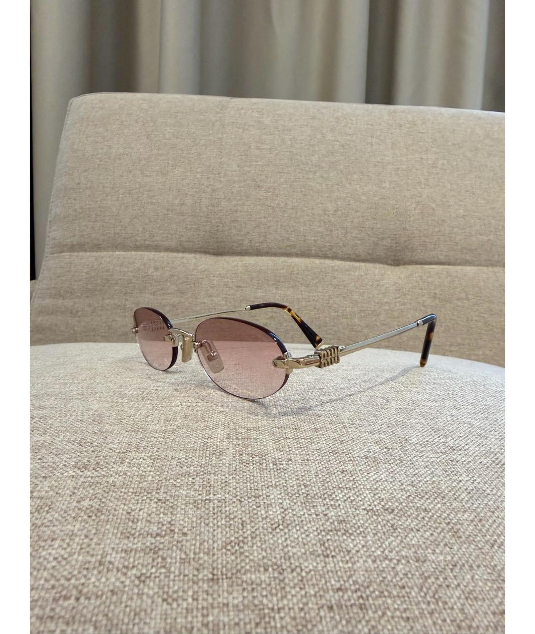MIU MIU Розовые металлические солнцезащитные очки, фото 2