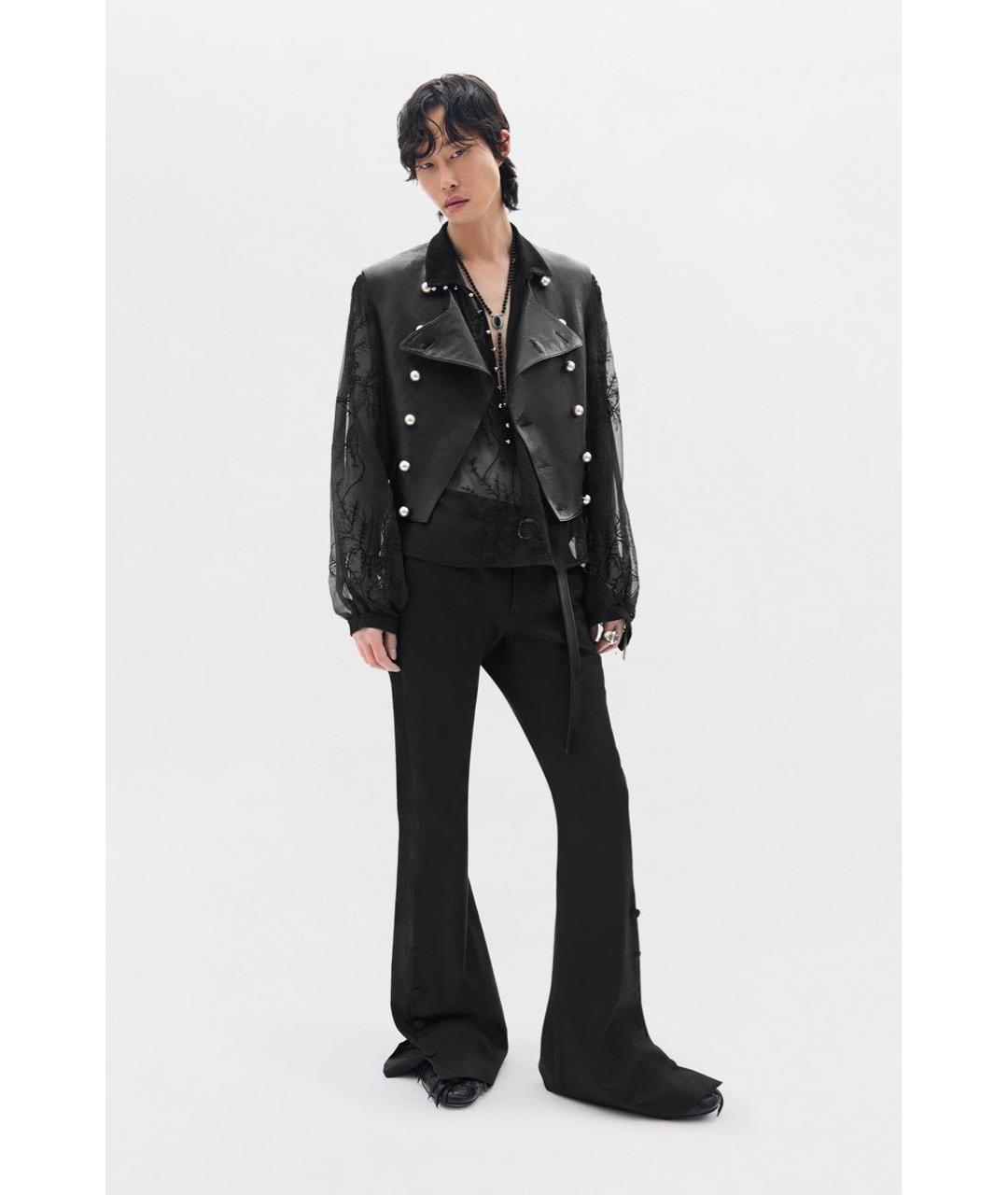ANN DEMEULEMEESTER Черный кожаный жилет, фото 7