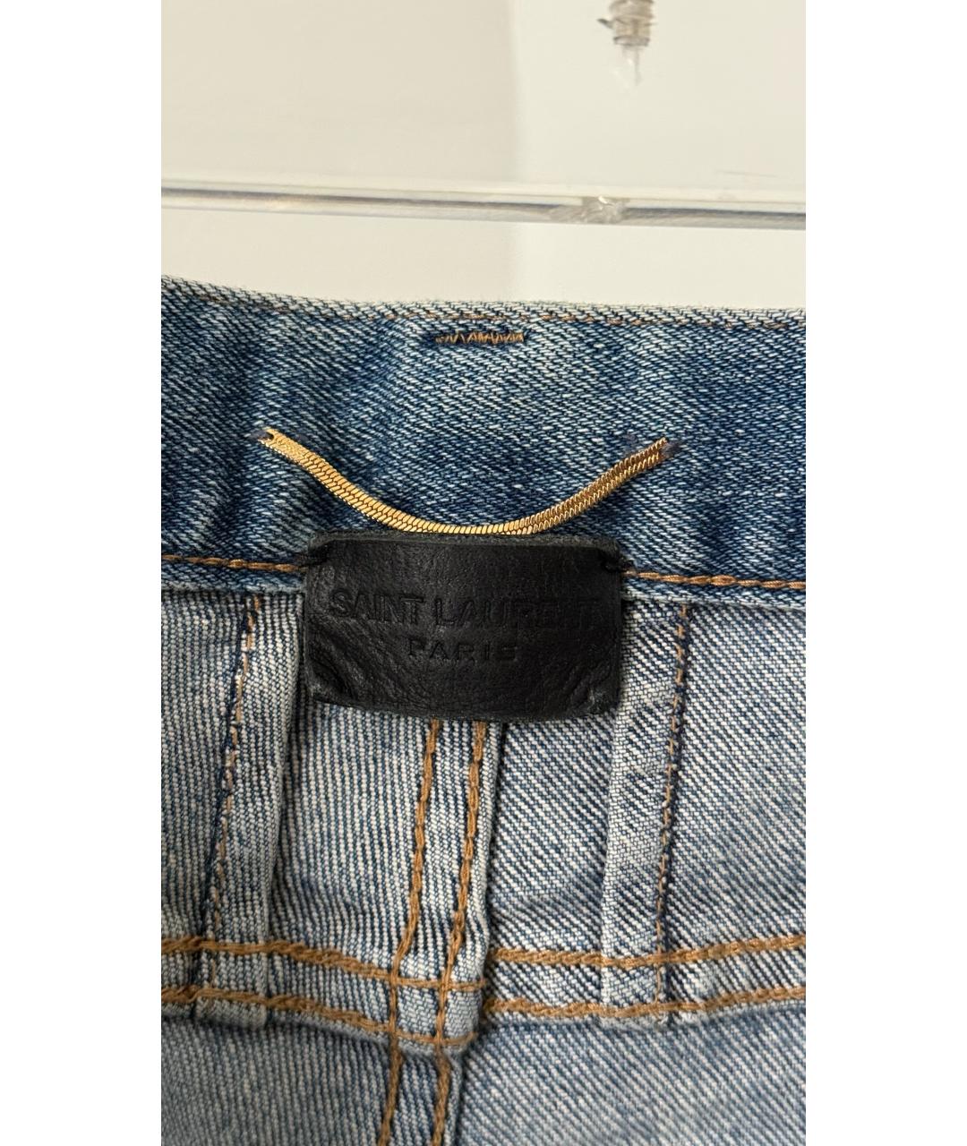SAINT LAURENT Голубые хлопковые джинсы слим, фото 6