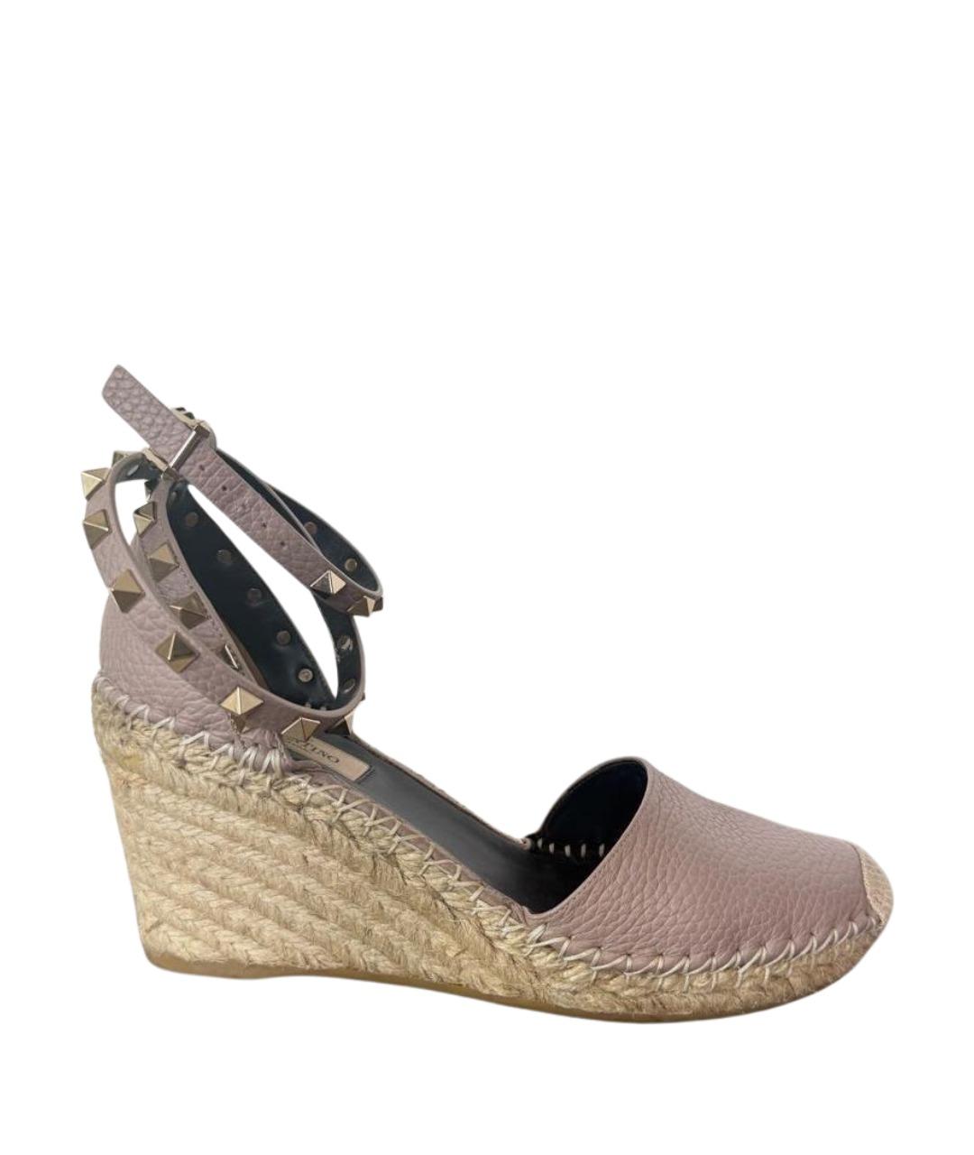 VALENTINO Розовые кожаные босоножки, фото 1