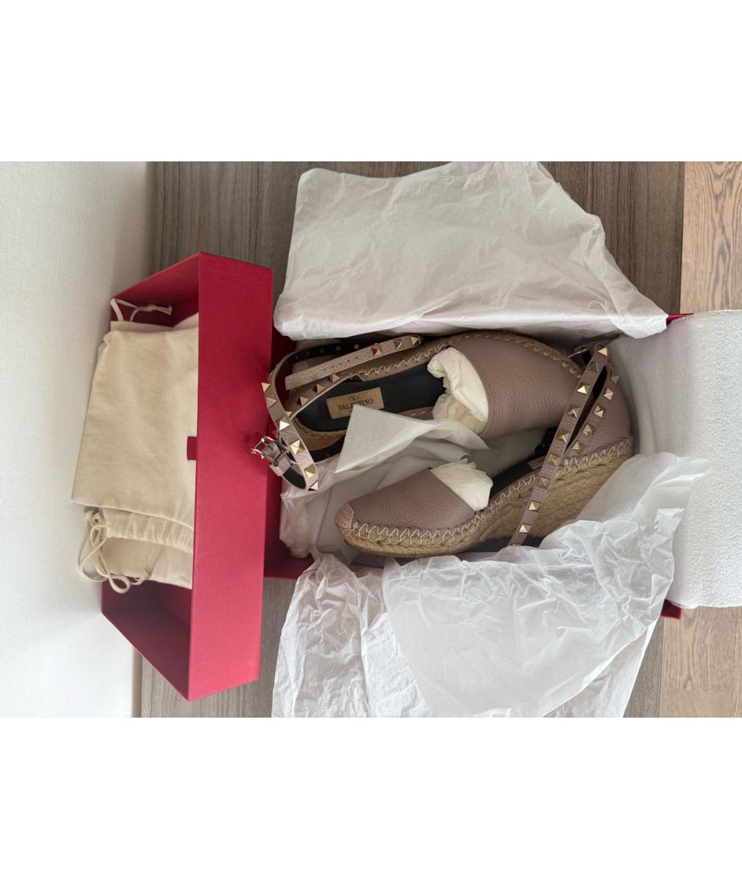 VALENTINO Розовые кожаные босоножки, фото 4
