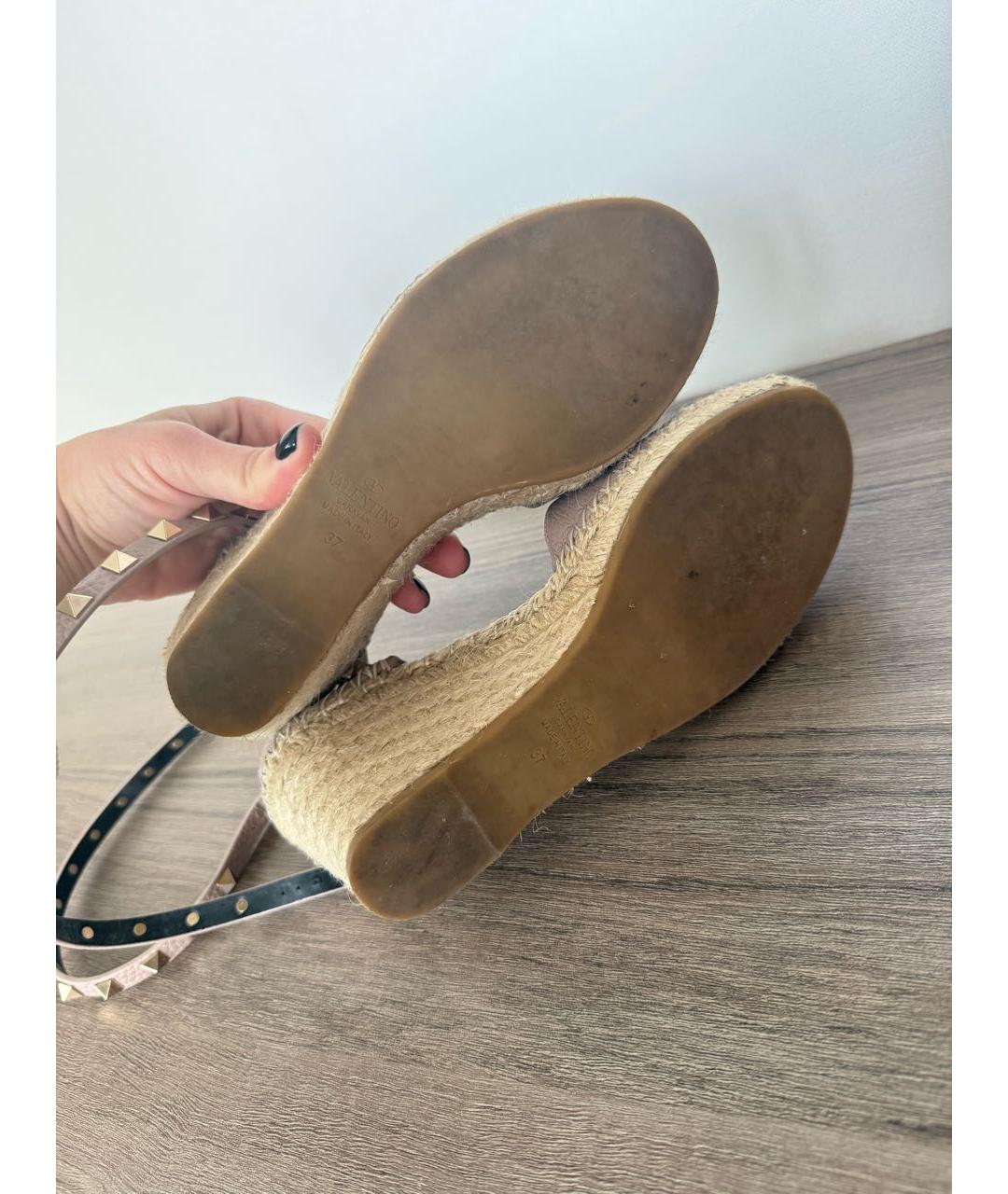 VALENTINO Розовые кожаные босоножки, фото 3