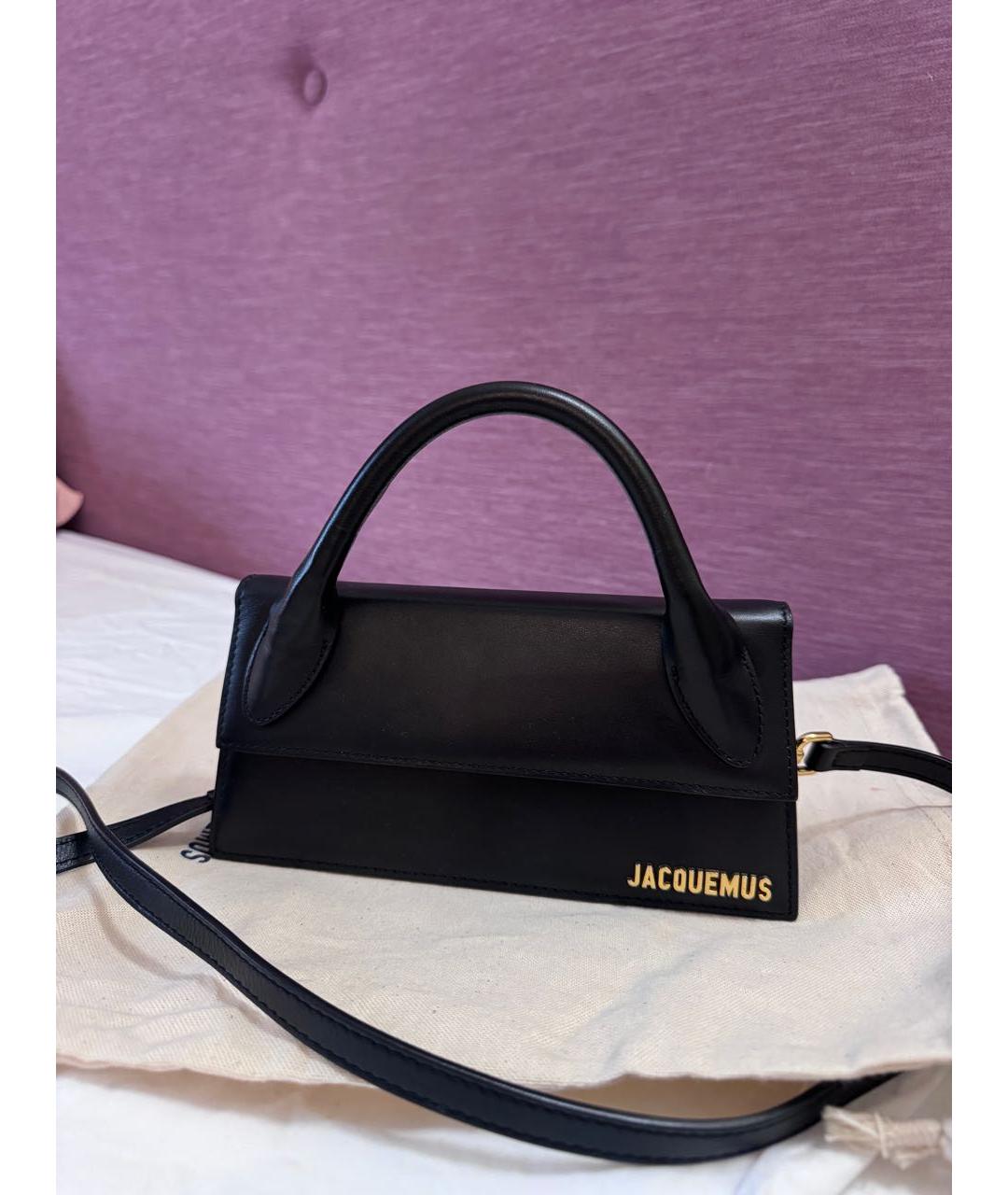JACQUEMUS Черная кожаная сумка с короткими ручками, фото 7