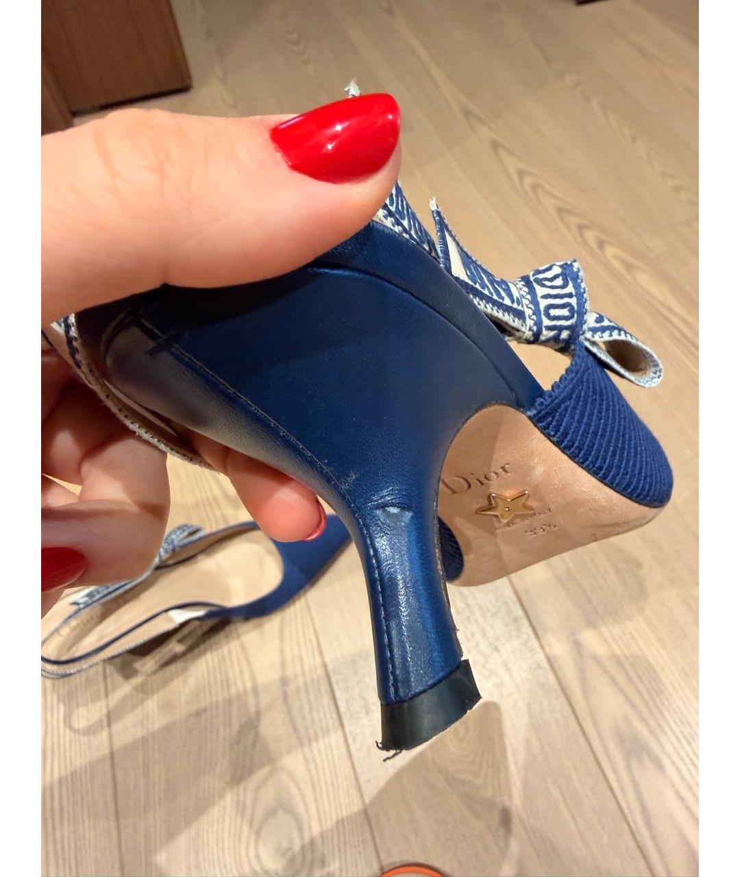 CHRISTIAN DIOR Синие текстильные туфли, фото 4