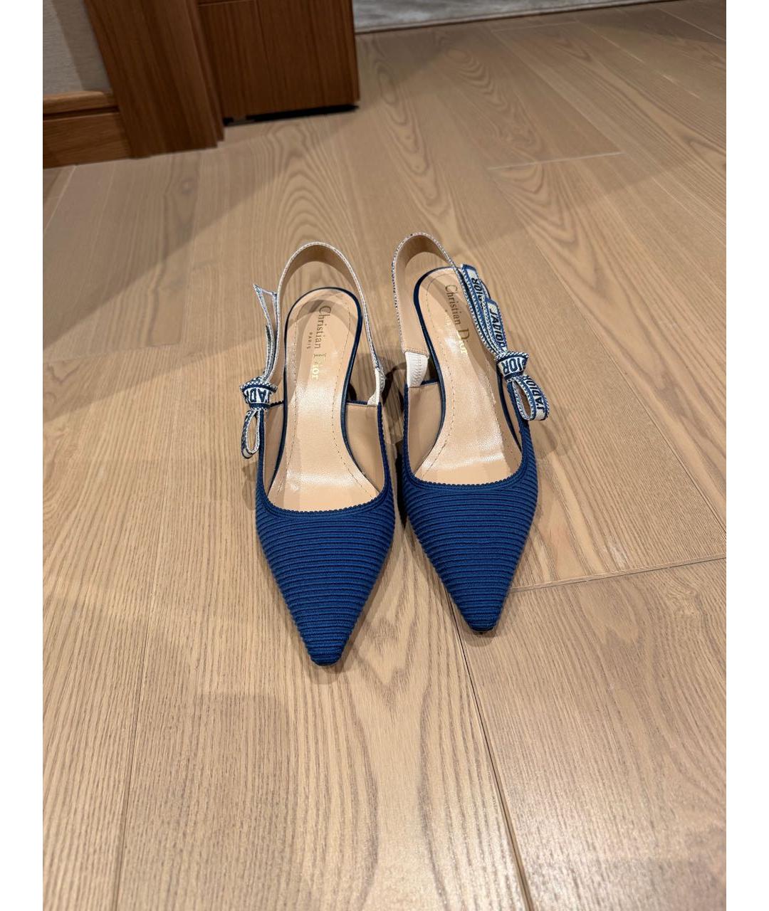 CHRISTIAN DIOR Синие текстильные туфли, фото 2