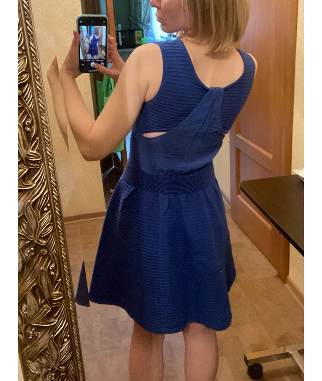 SANDRO Синее хлопко-эластановое платье, фото 8